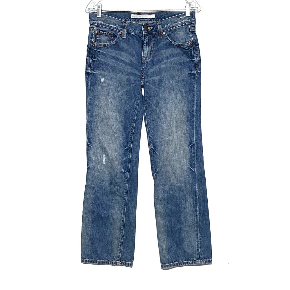 Old Navy Jeans Straight Leg Womens 2R Denim Distressed Vintage Y2K Whiskered